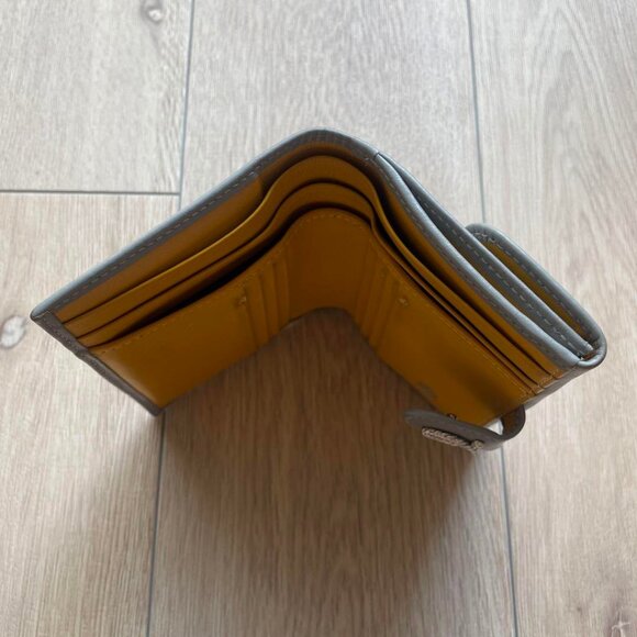 LAUNER Grey Leather Bi-Fold Wallet with Yellow Leather Interior - Picture 6 of 9